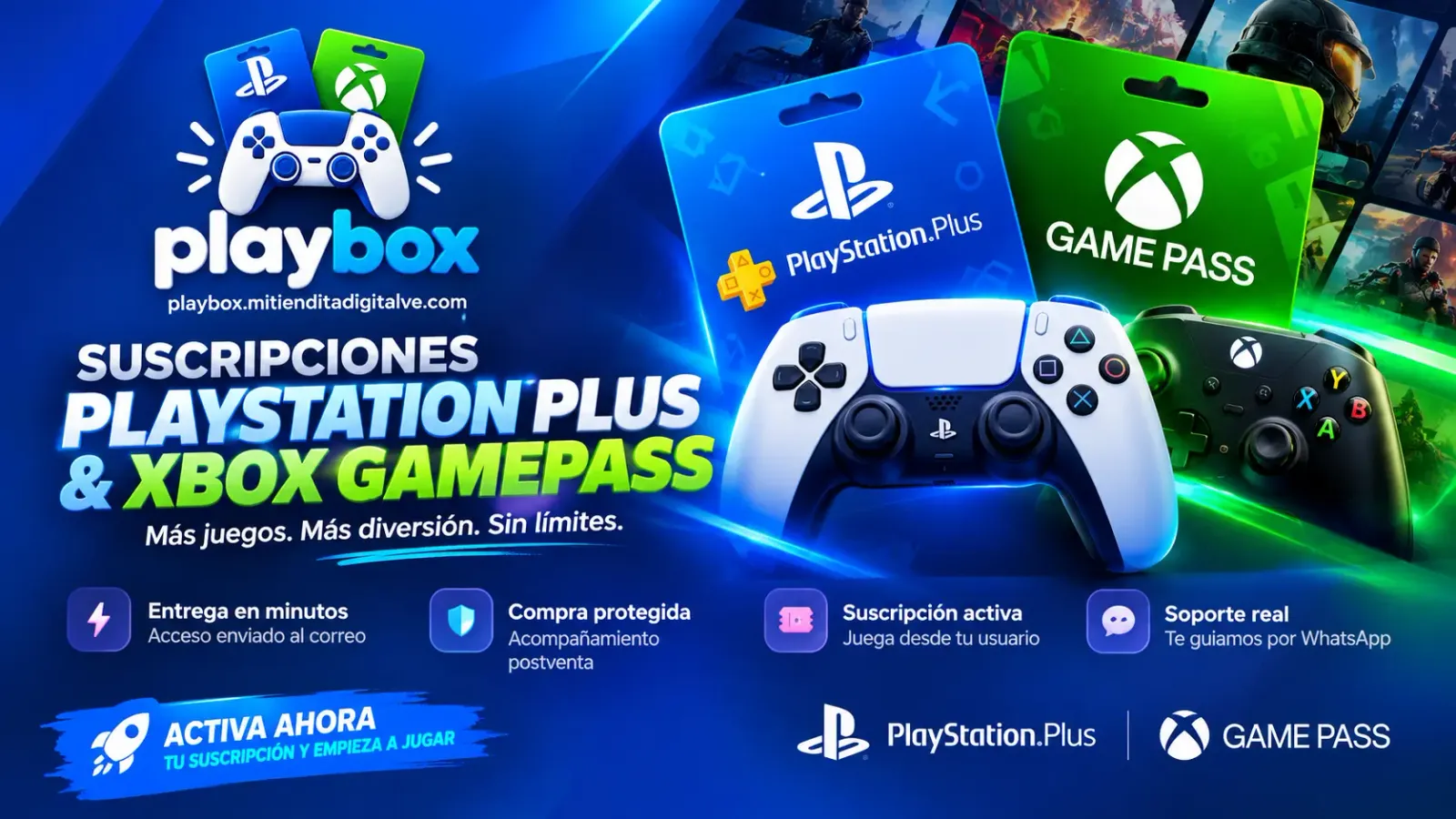 Suscripciones PlayStation Plus y Xbox Game Pass. Más juegos, más diversión, sin límites.